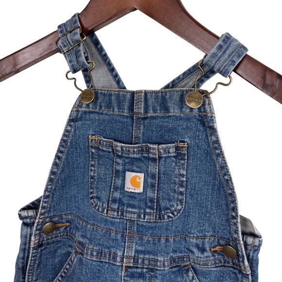Carhartt Master Cloth Denim Jean Bib Overalls Sanforized Boys 4T - Picture 4 of 5